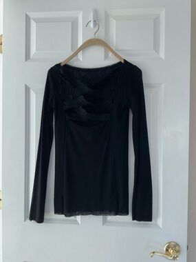 Jean Paul Gaultier Long Sleeve Mesh and Lace Top, Size M